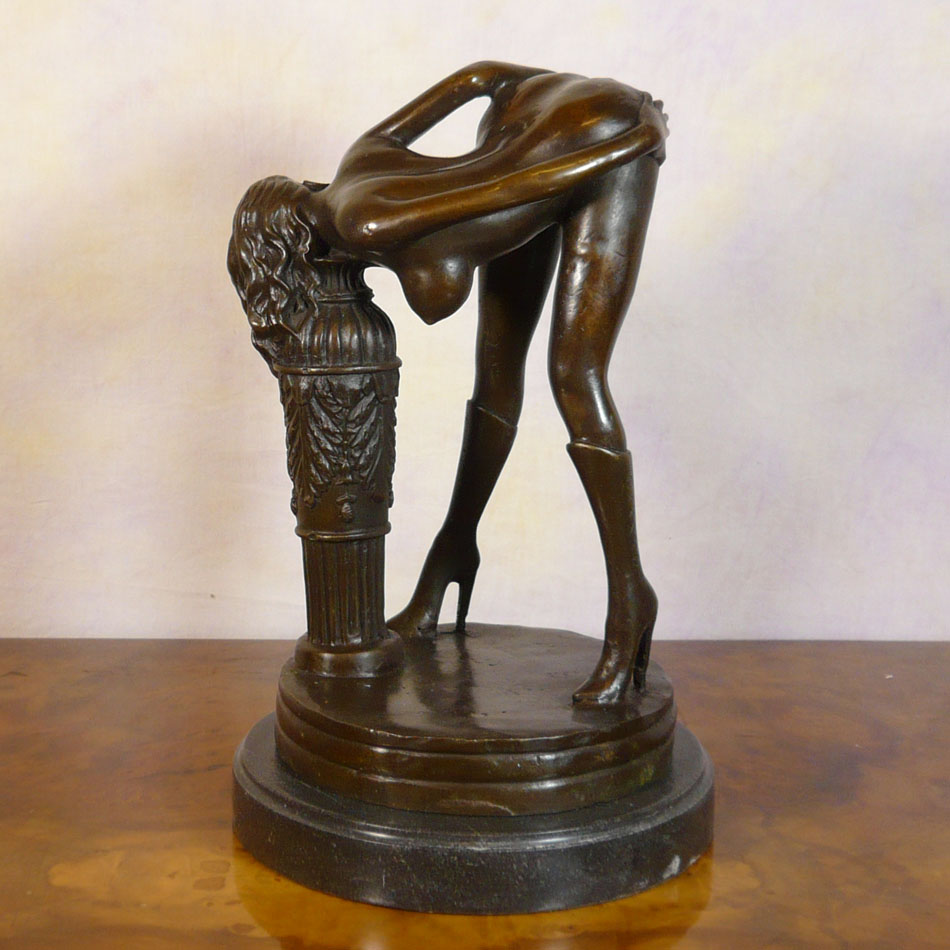 Dancing Lady Bronze Sculpture On Marble Base - Hot Cast 