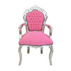 Baroque armchair pink and silver