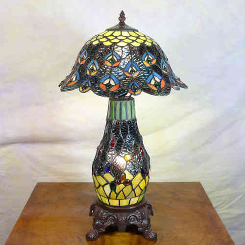 Lampe peacock style Tiffany