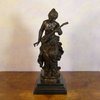 Lute player - bronze sculpture