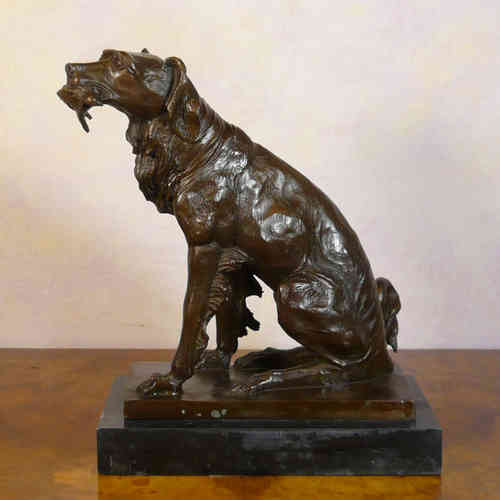 Der Spaniel Jagd - Bronzestatue Tier