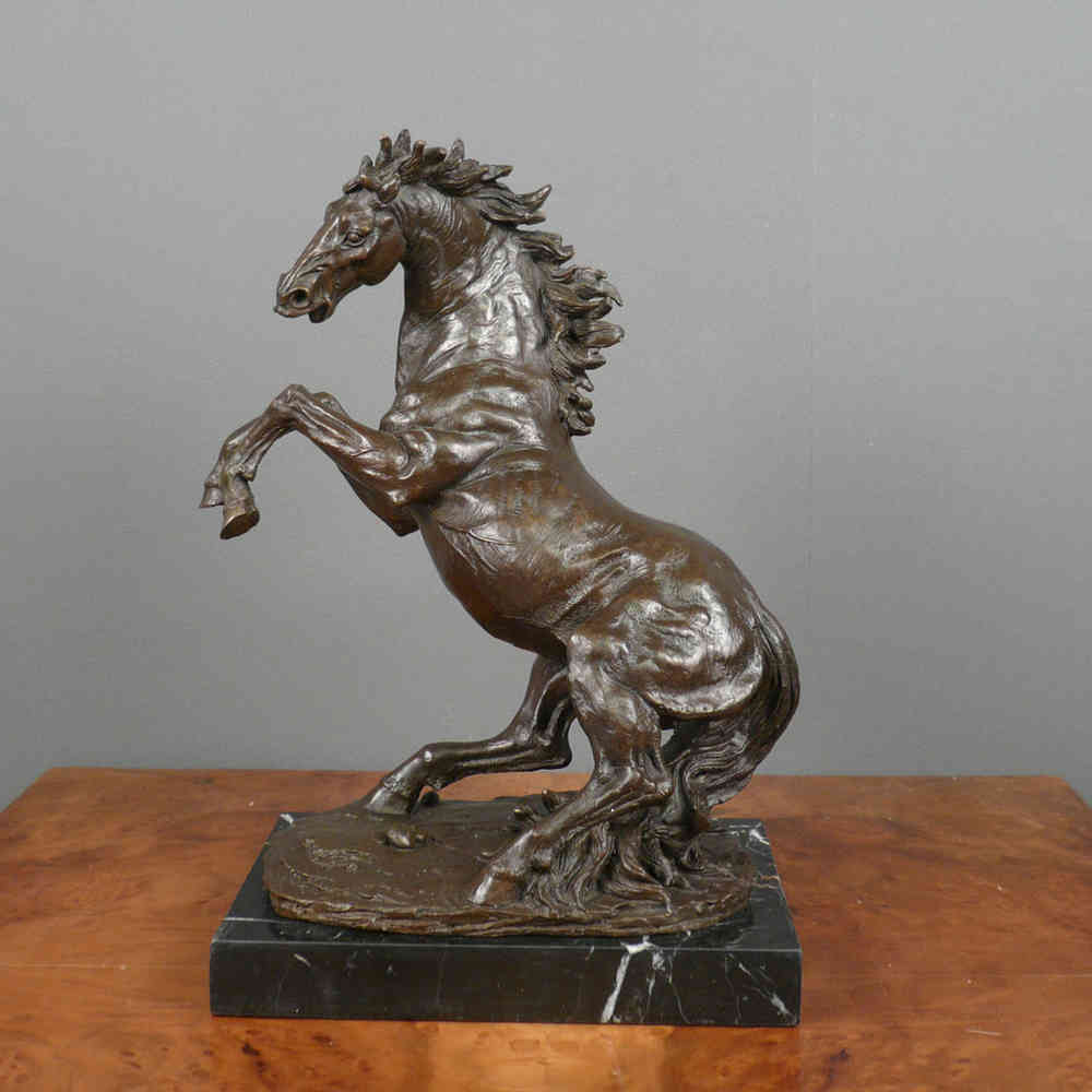 Bronzestatue Bronzefigur Skulptur Pferd stehend auf Marmorsockel bronze 30,5 cm 