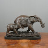 Bronze-Skulptur - Elefanten und Baby-Elefanten