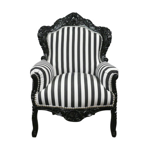 Fauteuil baroque royal noir et blanc