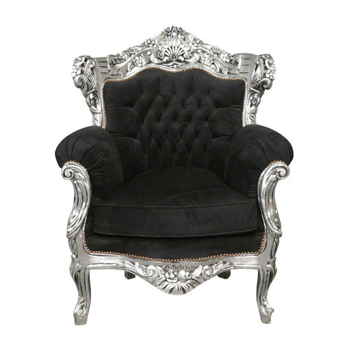 Baroque armchair black in velvet
