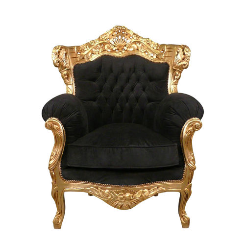 Black armchair baroque velvet and gilded