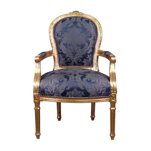 Fauteuil Louis XVI bleu rococo