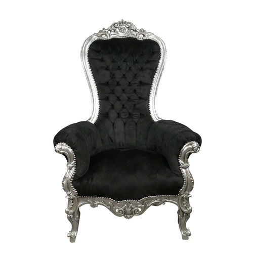 Fauteuil baroque trône noir et argent