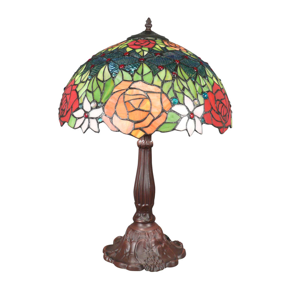 Tiffany-Lampe mit roten Rosen - Tiffany-Lampen original