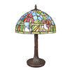 Tiffany lamp with an ornate stained glass