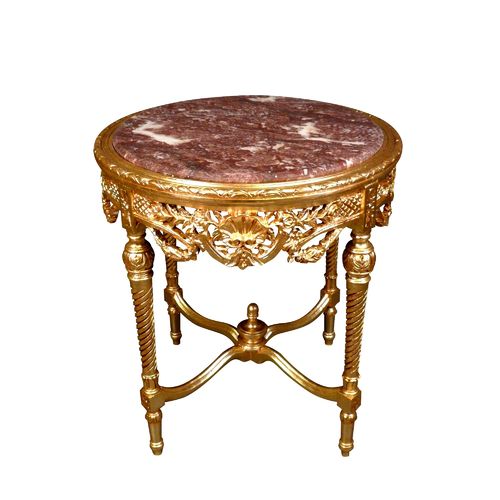 Baroque round table in gilded wood