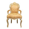 Baroque armchair in gilt satin fabric