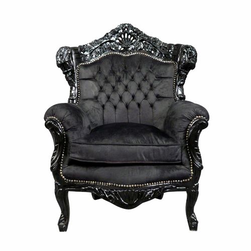 Barock-Sessel aus schwarzem Samt