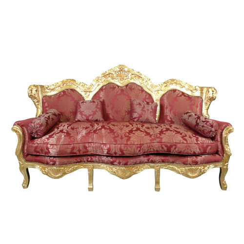 Canapé baroque rouge et doré