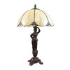 Tiffany lamp with a statue of woman