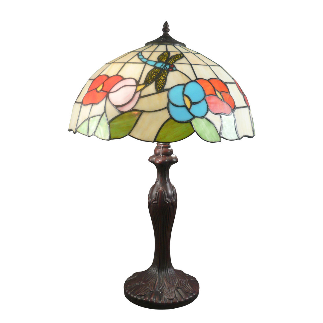 Tiffany Dragonfly Style Lamp with White Background - Stained Glass Light