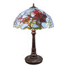 Tiffany lamp with a stained glass window decorated with tulips