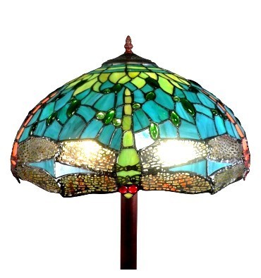 Tiffany floor lamp with green dragonflies