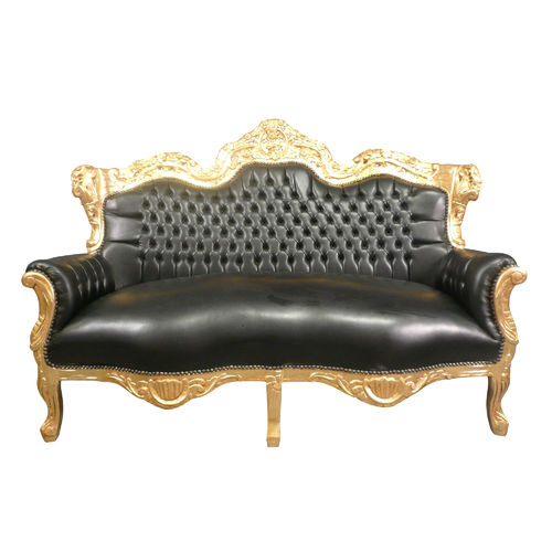 Sofá barroco negro de madera dorada