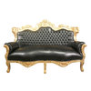 Sofá barroco negro de madera dorada