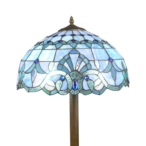 Lampadaire Tiffany avec un vitrail bleu