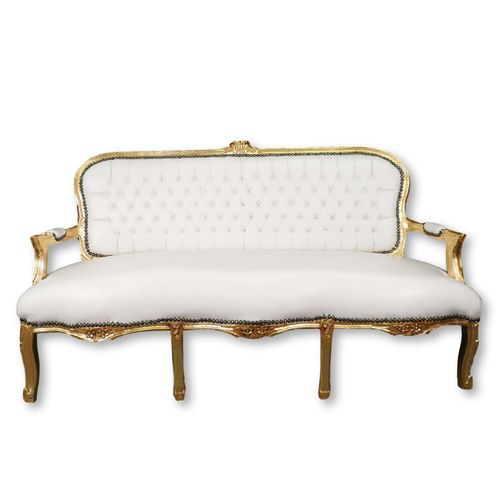 Canapé louis XV blanc et doré style baroque