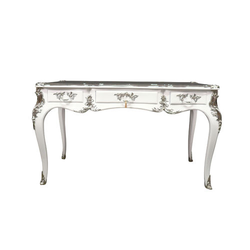 Baroque desk white and silvered bronze