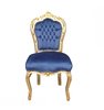 Chaise baroque bleu en tissu velours et bois doré