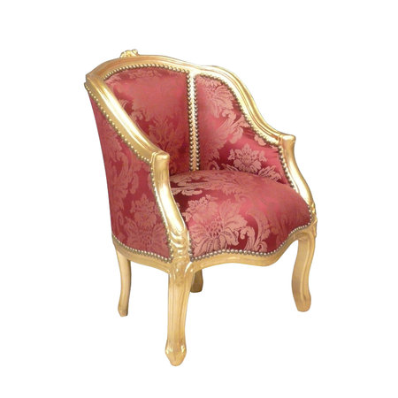 Bergère fauteuil Louis XV avec un tissu rouge et bois doré.\\n\\n14/01/2015 16:05
