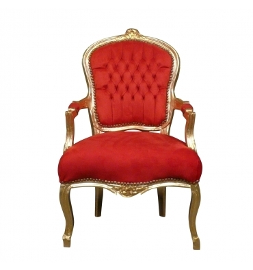 Fauteuil Louis XV rouge de style baroque avec tissu velours et bois doré.\\n\\n11/06/2016 14:57