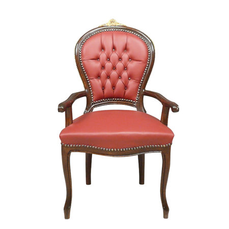 Fauteuil Louis XV de bureau en acajou avec un simili cuir rouge.\\n\\n14/01/2015 16:05