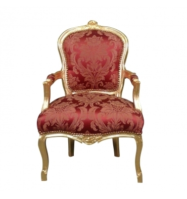 Fauteuil Louis XV avec un tissu rouge rococo et en bois doré.\\n\\n11.06.2016 14:57