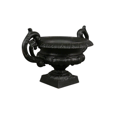 Vasque Medicis en fonte de forme plate qui dispose de deux anses, vase Médicis avec une couleur noire.\\n\\n29/07/2016 12:15