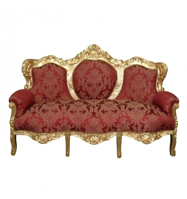 Canapé baroque rouge et or en bois massif sculpté.\\n\\n31/08/2015 15:03