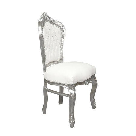 Chaise baroque blanche et argent en simili cuir.\\n\\n09/11/2014 19:24