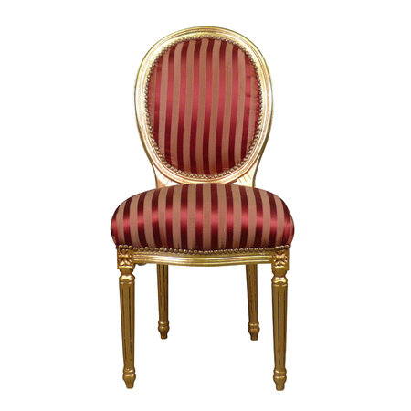 Nouveau modèle de chaise baroque rouge à rayures de style Louis XVI.\\n\\n05/08/2016 16:58