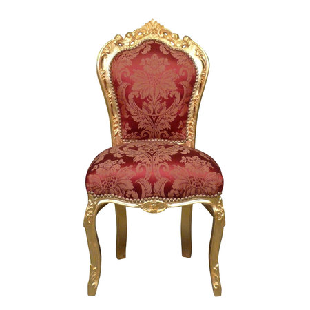 Chaise baroque rouge et bois doré avec un tissu satiné décoré de fleurs.\\n\\n12/08/2016 11:42