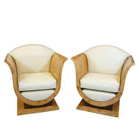 Paire de fauteuil art déco en loupe d'orme pouvant s'associer à notre mobilier art déco de même bois.\\n\\n2014-09-08 15:01